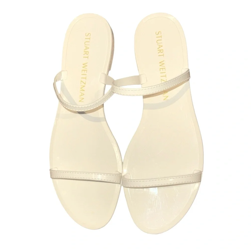 Stuart Weitzman Like-New Sawyer Slide Jelly Sandal in White Sz 10 Worn Once - Picture 3 of 7